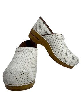 Dansko Womens Perfed Pro Comfort Clogs Off-White Leather Size EU 40, US 9.5-10